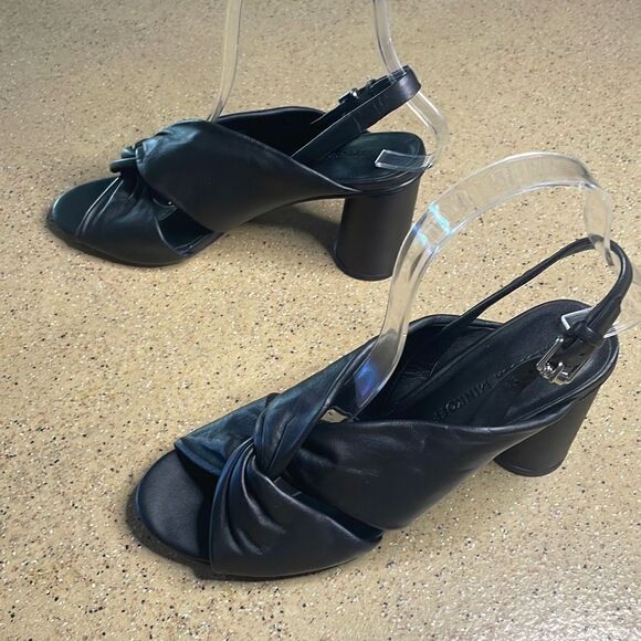 Rebecca Minkoff Agata Black Leather Slingback Heeled Sandals 6.5 - Picture 1 of 12